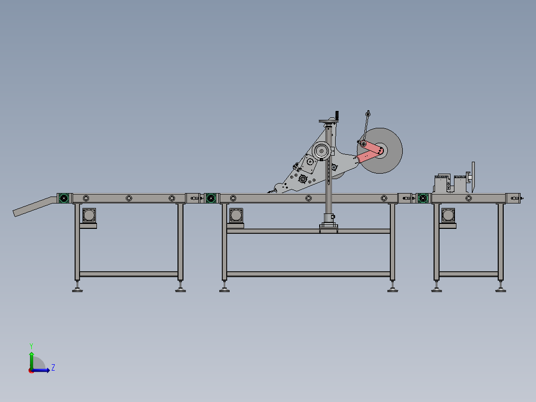 自动智能贴标机结构设计左视图