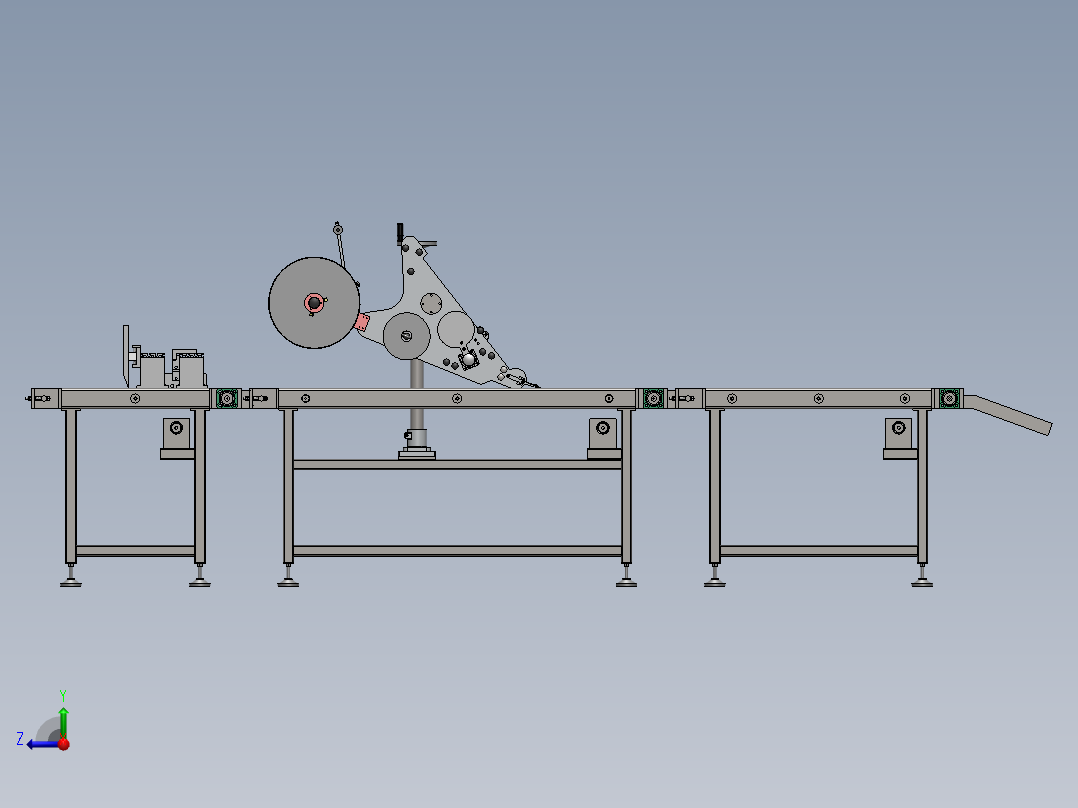 自动智能贴标机结构设计右视图