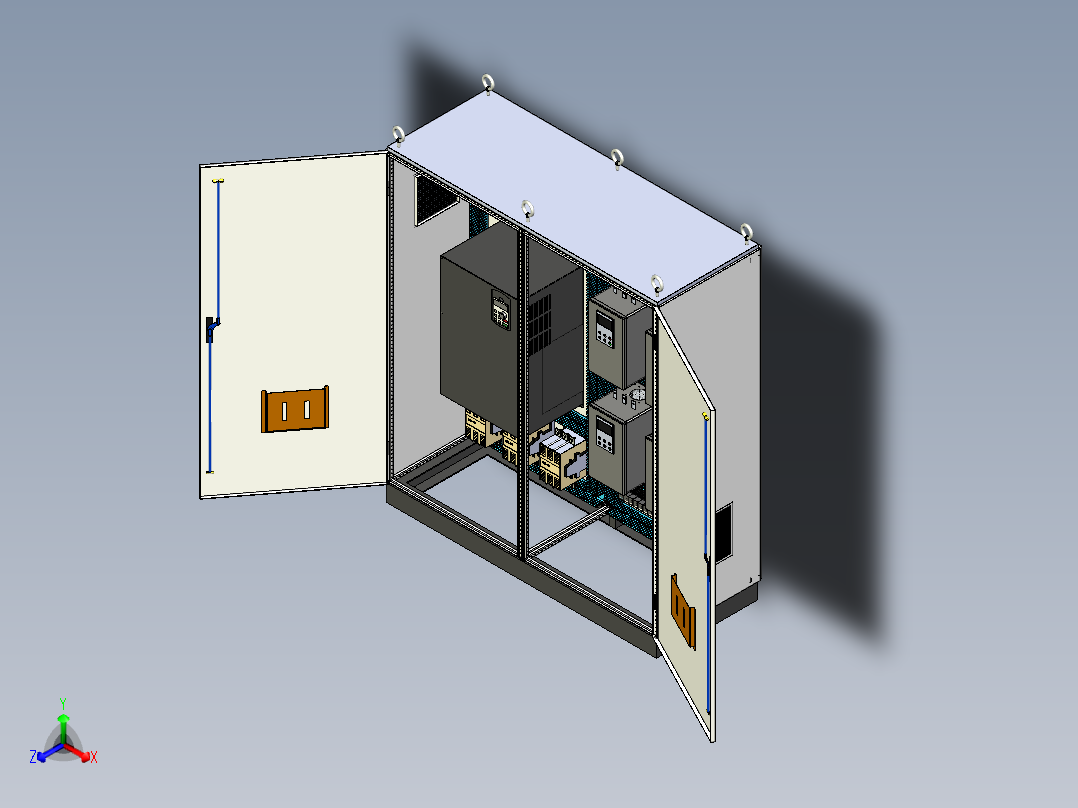 双柜组装变频器星三角软启动控制柜正等轴测图