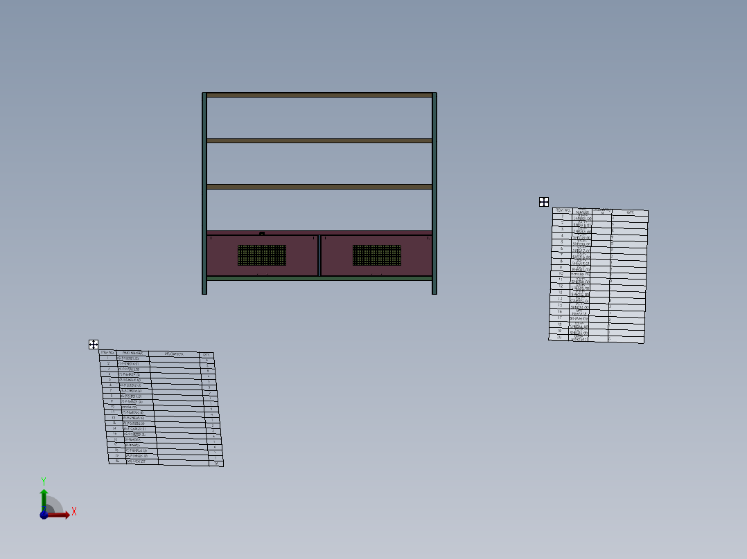 带抽屉货架前视图