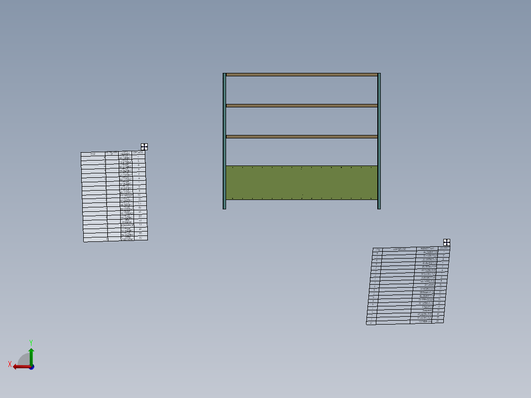 带抽屉货架后视图