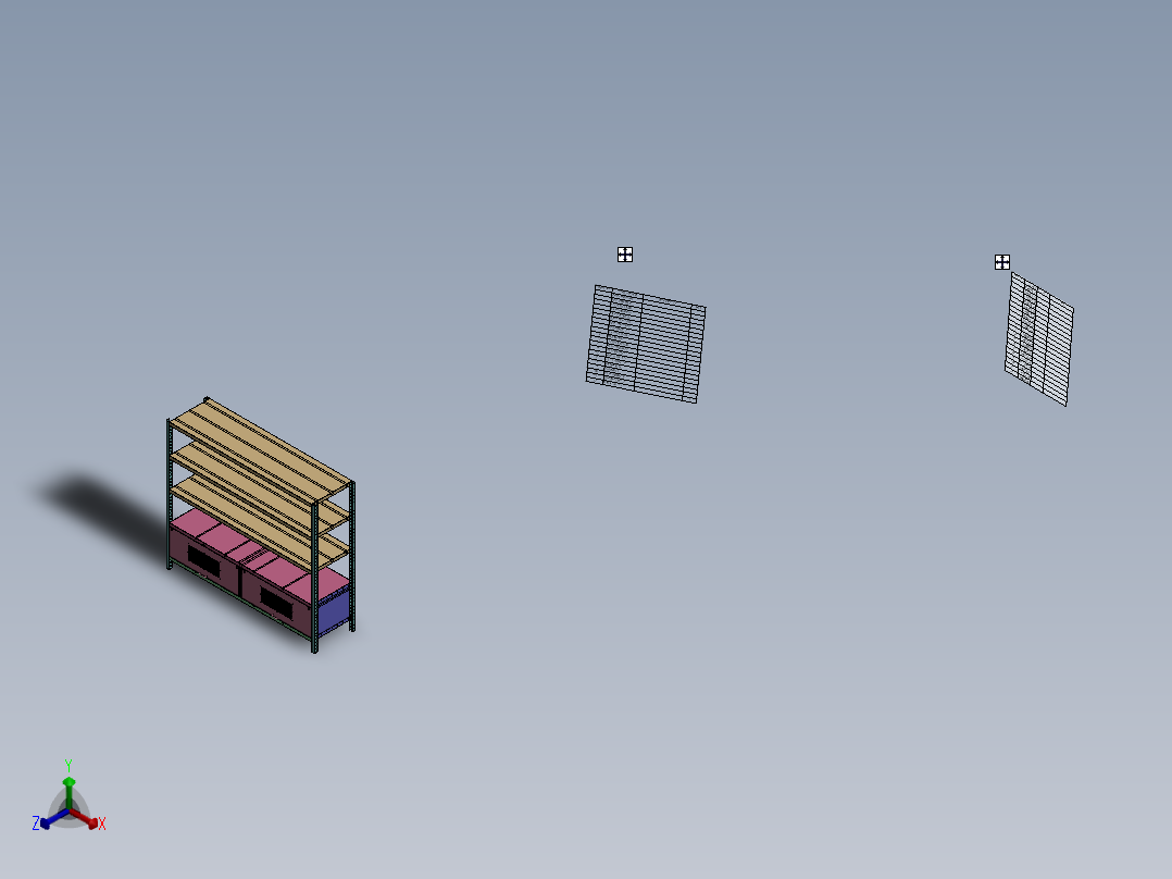 带抽屉货架正等轴测图