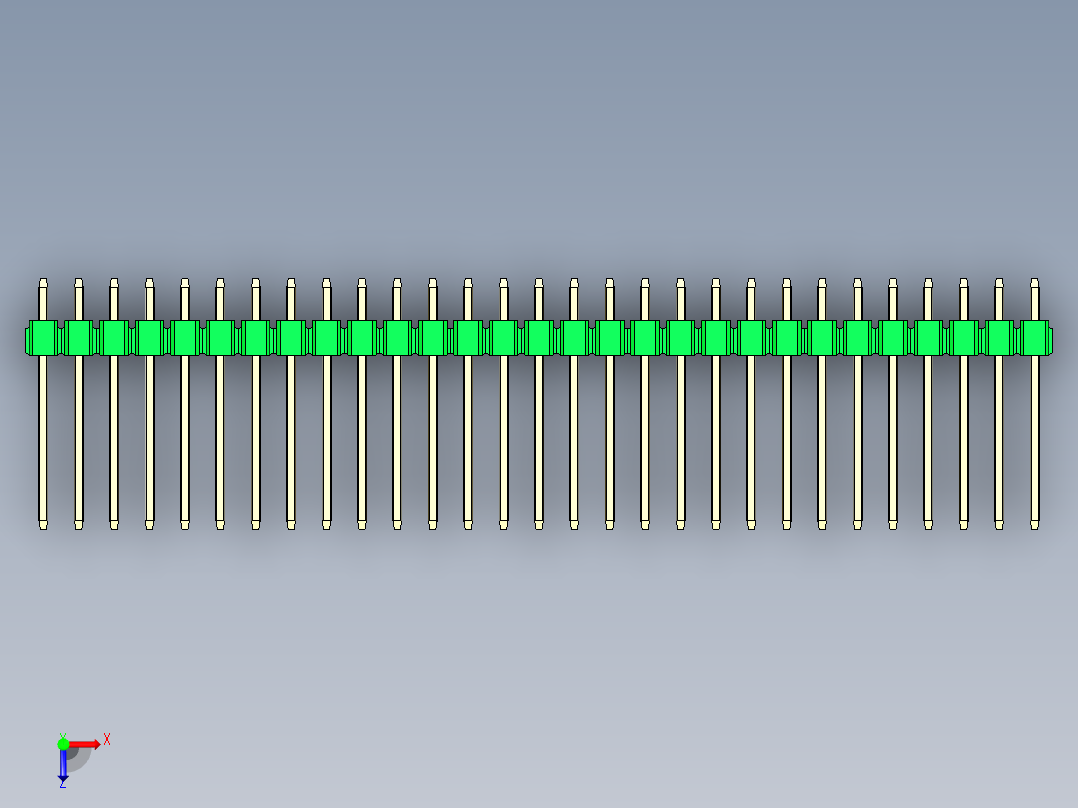 彩色公头100mil（2.54mm）系列-DS1021_green_2x29p_100mil_Type5_rev1.0俯视图