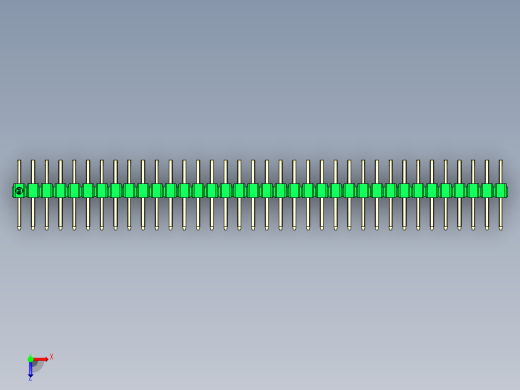 彩色公排针 100mil 2.54mm 系列-DS1022_green_2x36p_100mil_TypeD_rev1.0俯视缩略图