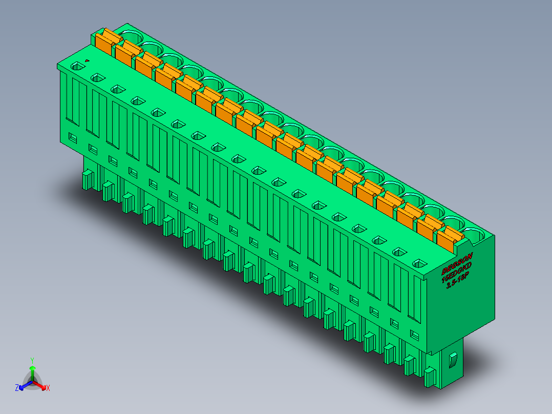 DEGSON 15EDG 系列 3.5mm 插拔式接线端子 FullPack-15EDGKD-3.5-18P-14-00AH主视图