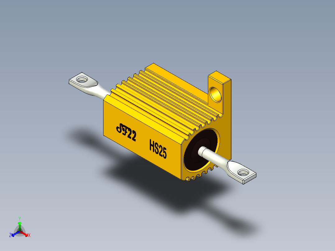 底盘安装大功率电阻25W，HS50系列正等轴测图