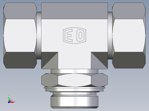 卡套式工业通用硬管接头EO_Adjustable_locknut_branch_tee_TEE30SRCF前视缩略图