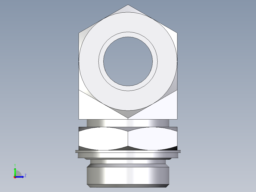 卡套式工业通用硬管接头EO_Adjustable_locknut_branch_tee_TEE30SRCF左视图