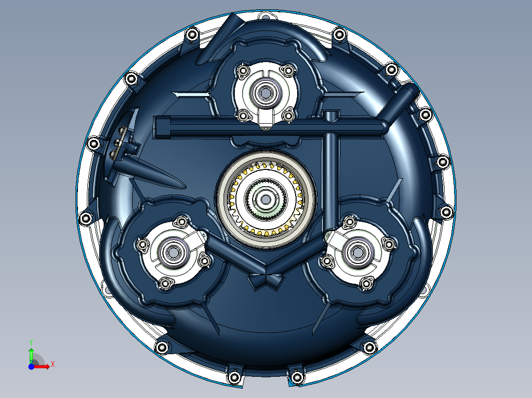 油电混合车变速箱三维图前视图