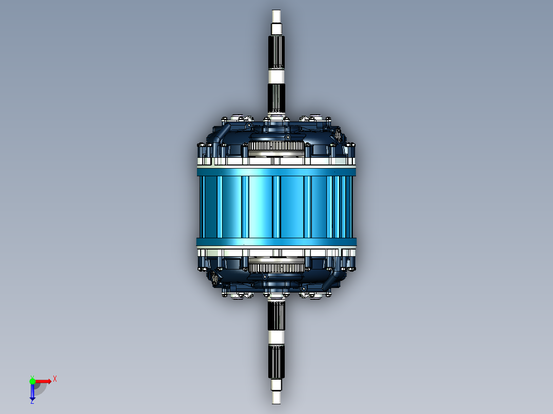 油电混合车变速箱三维图俯视图
