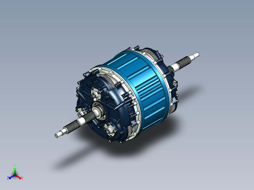 油电混合车变速箱三维图正等轴测图