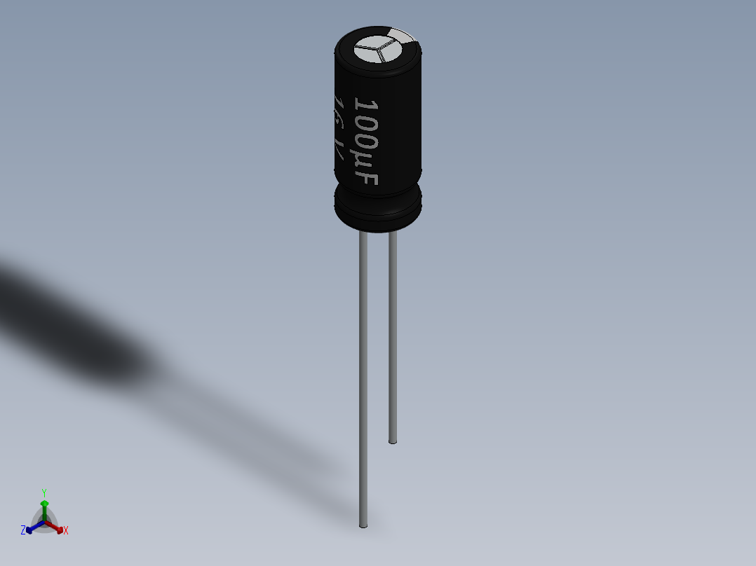 电容器 二极管 电阻器-Capacitor 100uF-16V正等轴测图
