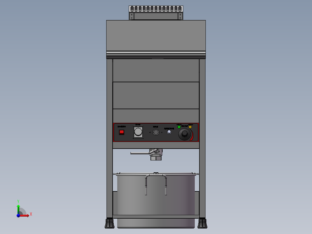 立式电油炸炉（sw21可编辑+cad）前视图