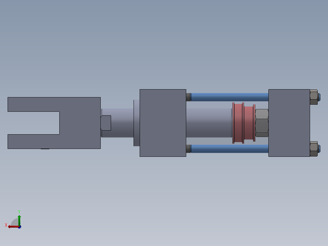 A0002796-连杆液压缸 (DANIELI) (轧材精整区尾部剪切机) 40x28x43.2 毫米后视图