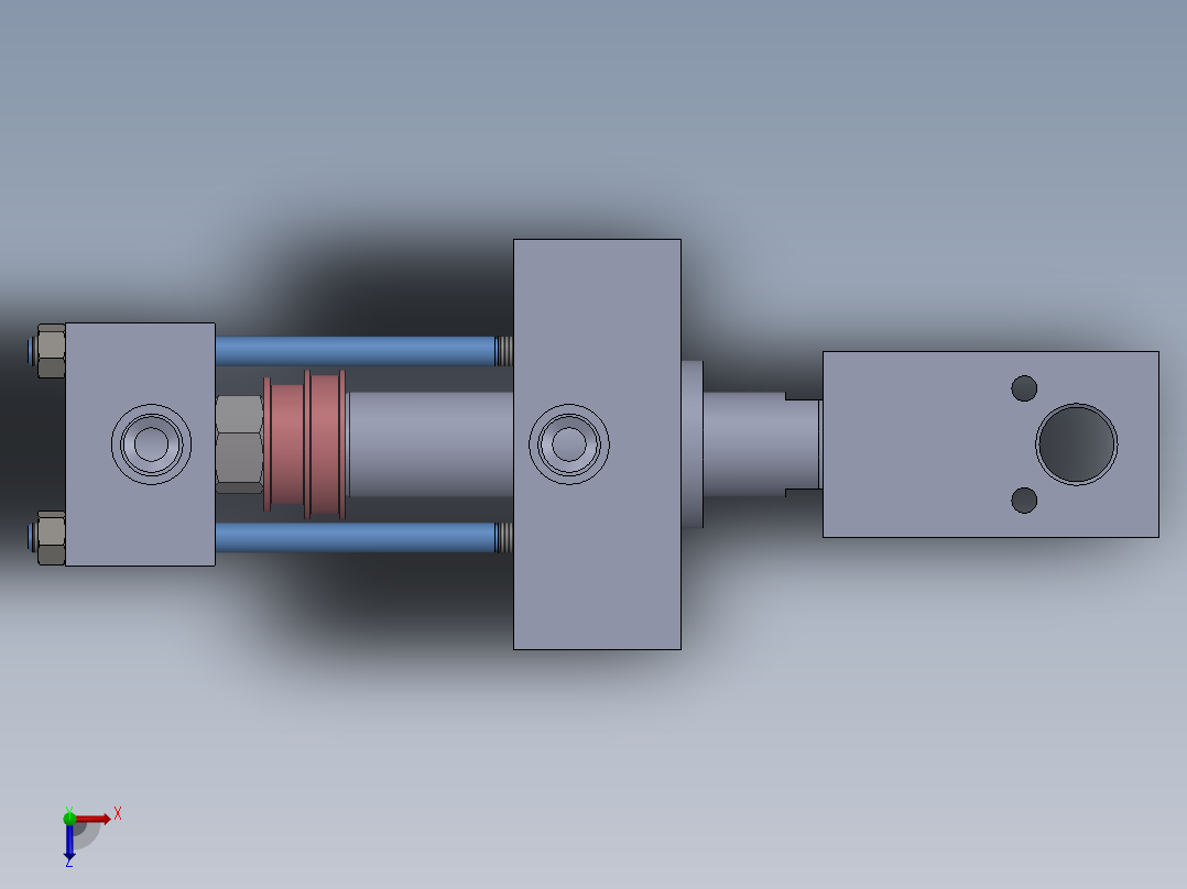 A0002796-连杆液压缸 (DANIELI) (轧材精整区尾部剪切机) 40x28x43.2 毫米俯视图
