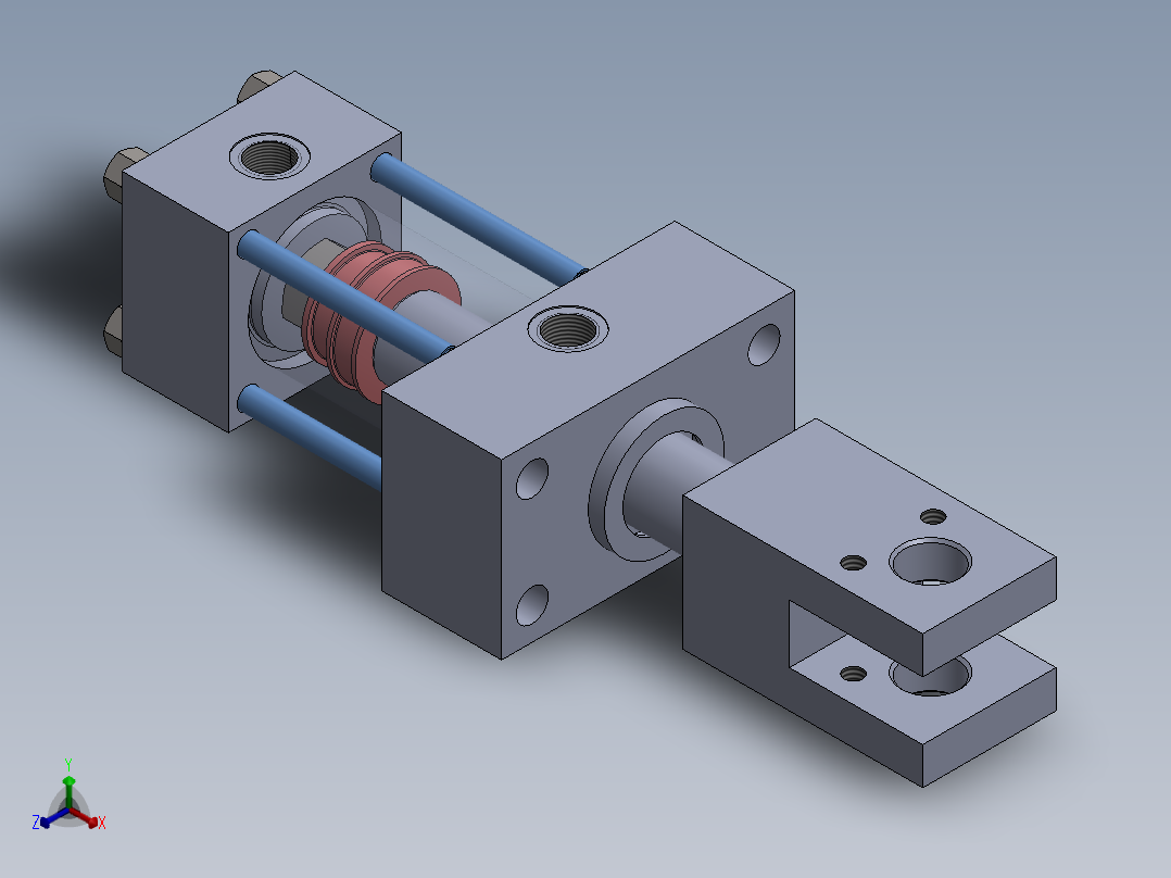 A0002796-连杆液压缸 (DANIELI) (轧材精整区尾部剪切机) 40x28x43.2 毫米正等轴测图