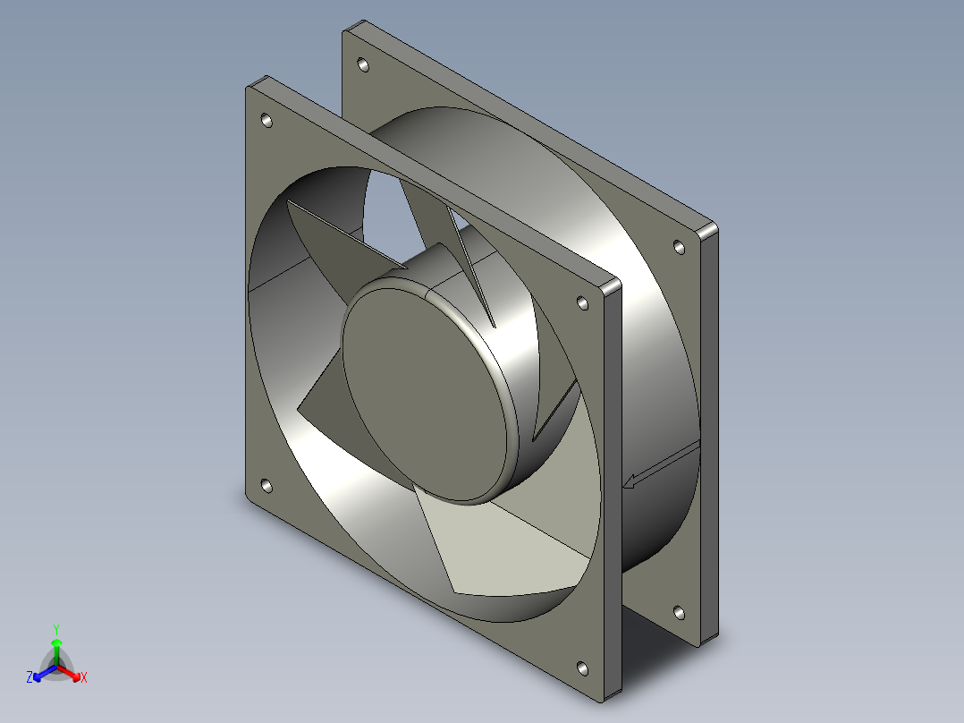 风扇120x120mm毫米正等轴测图