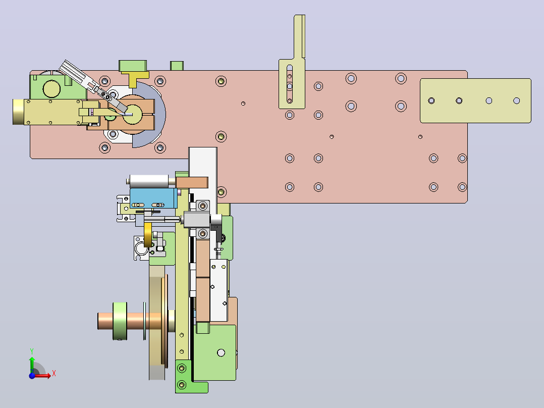 单轴绕线机包胶带组件前视图