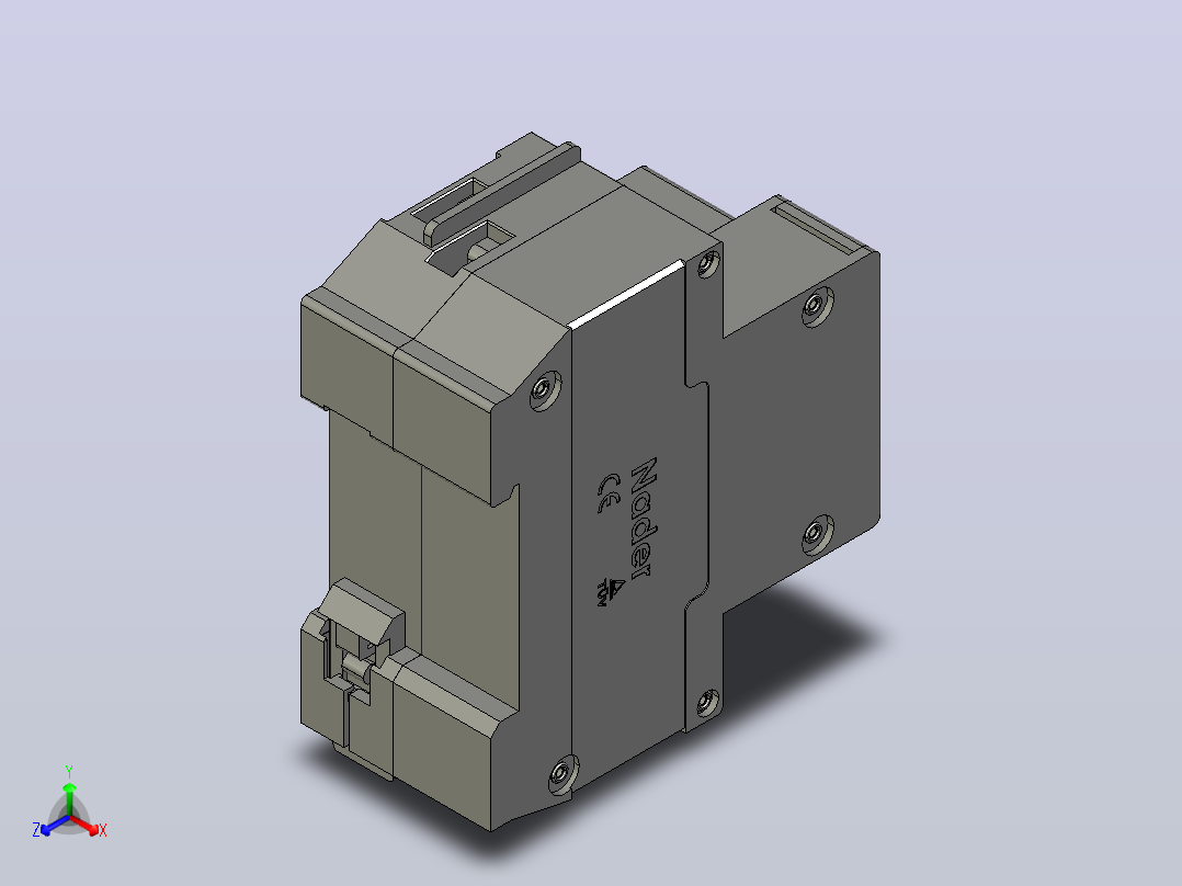 纳德NDB1L-32 GFCI Din安装断路器正等轴测图