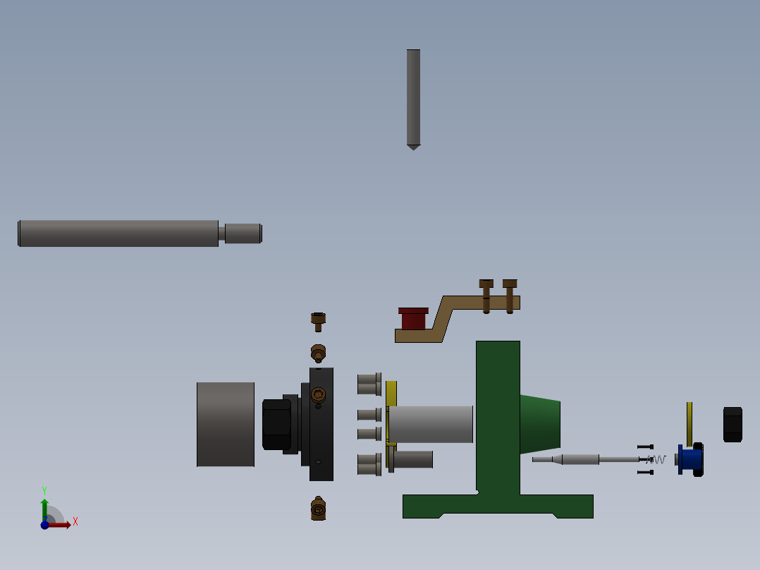 钻套筒径向孔夹具前视图