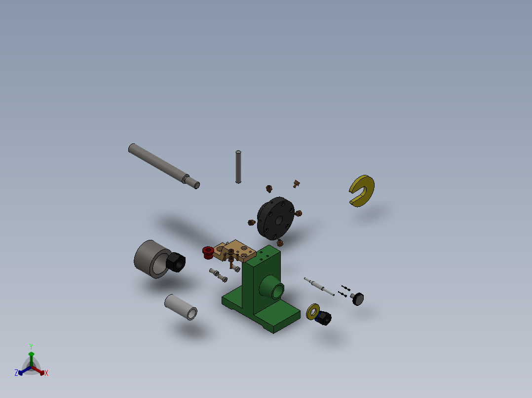 钻套筒径向孔夹具正等轴测图