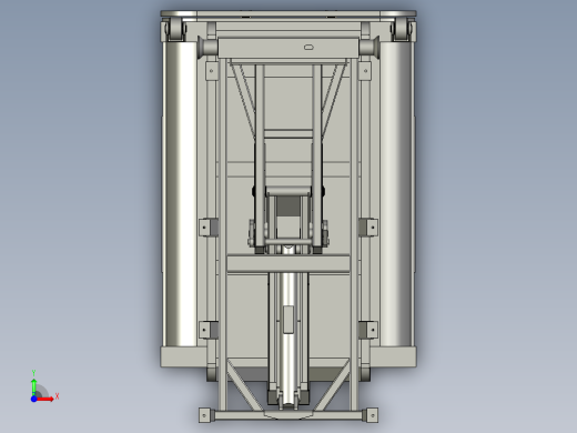 小型环卫收集车拉箱机构3D模型前视缩略图