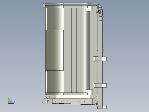 小型环卫收集车拉箱机构3D模型左视缩略图
