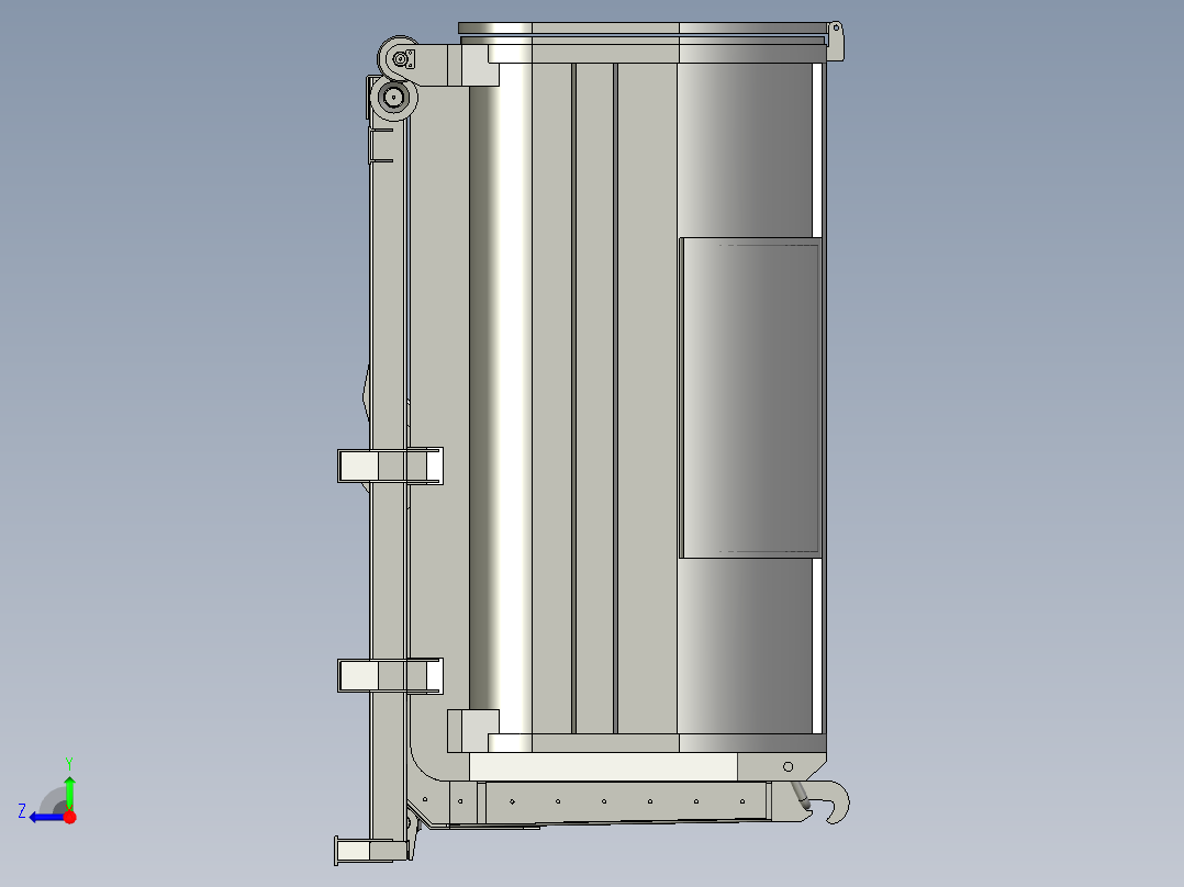 小型环卫收集车拉箱机构3D模型右视图