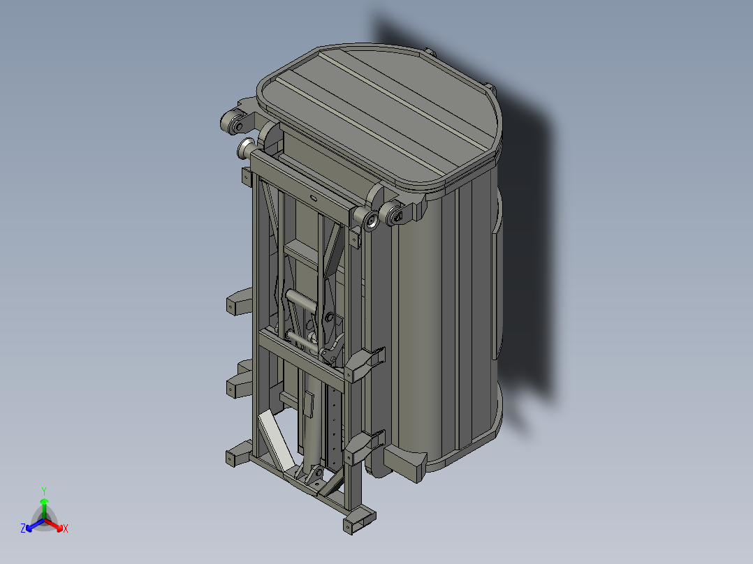 小型环卫收集车拉箱机构3D模型正等轴测图