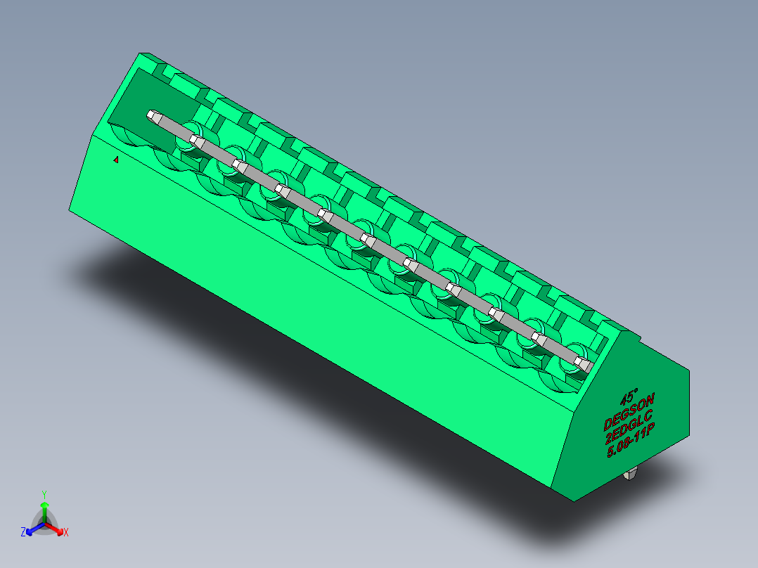 DEGSON 2EDG 系列 5.08mm 可插拔接线端子组-2EDGLC-5.08-11P-14-00AH正等轴测图