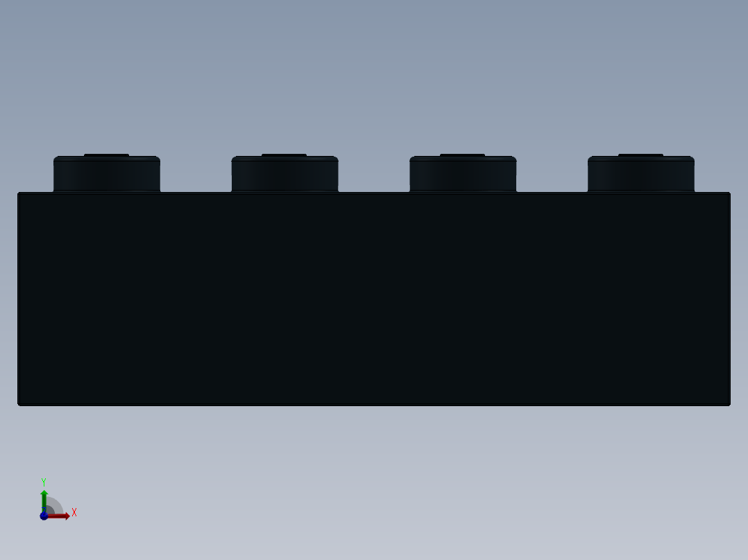 乐高套装 4421基本积木-301026 Black Brick 1 x 4.SLDPRT前视图