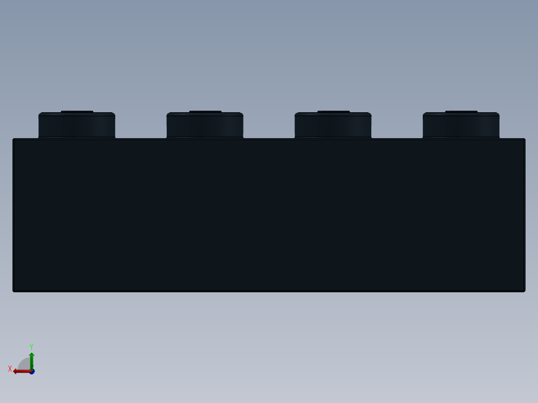 乐高套装 4421基本积木-301026 Black Brick 1 x 4.SLDPRT后视图