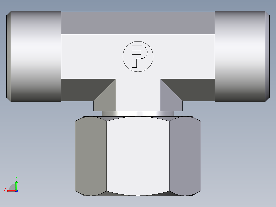 卡套式工业通用硬管接头EO_Swivel_nut_branch_tee_ET12SOMD71后视图