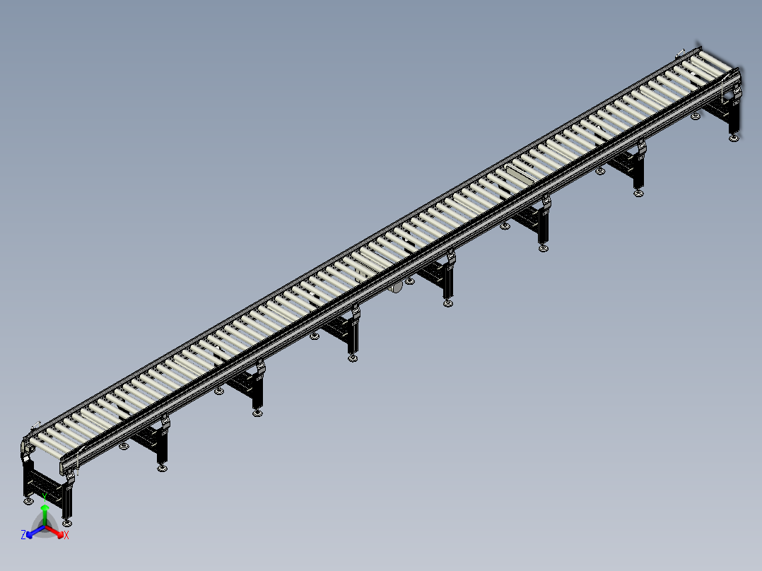 SW欧标铝型材辊道输送机正等轴测图