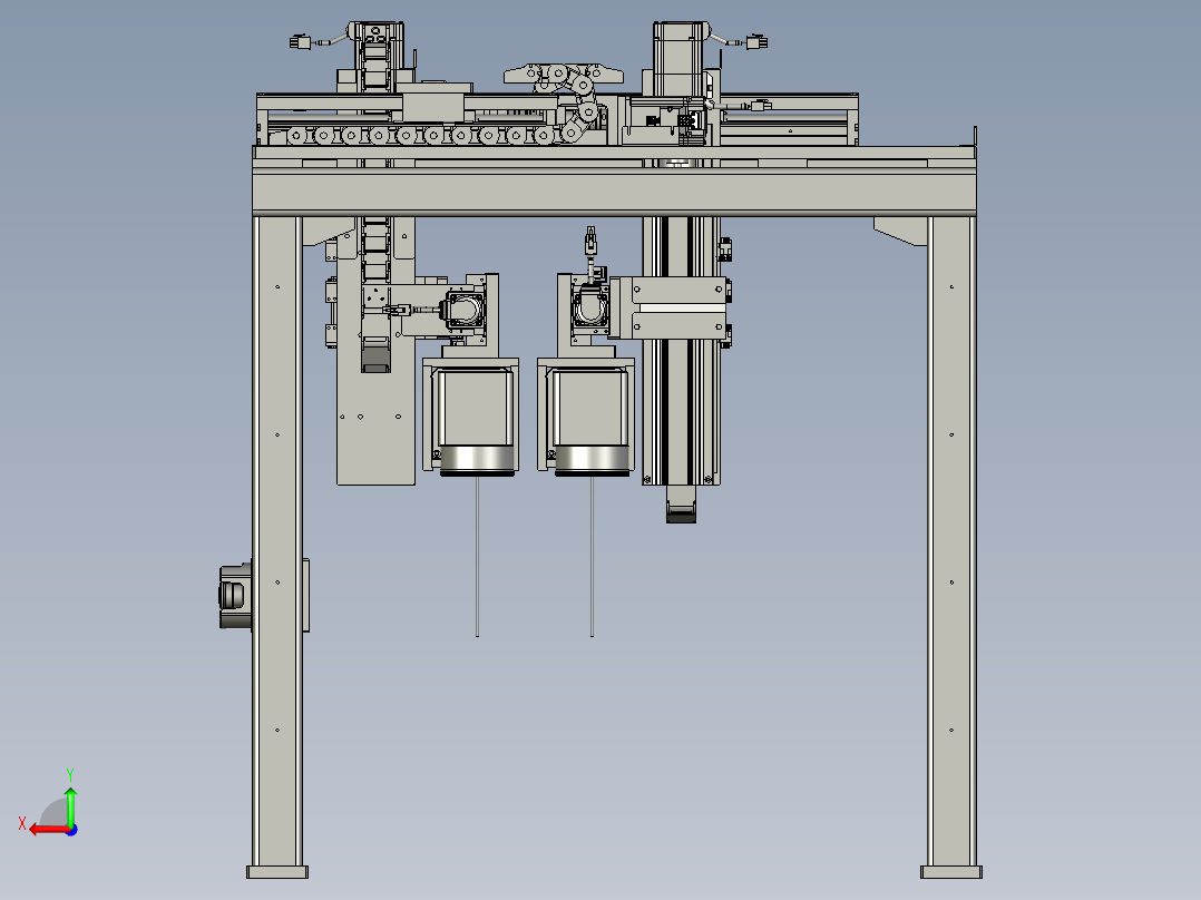镭雕龙门机构后视图