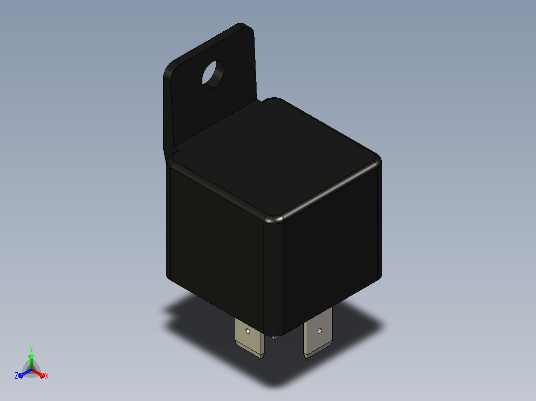 NRA-04-A-12D-B，继电器1关闭。12v直流，40A-14v直流，带SPST-NO，带支架主视图