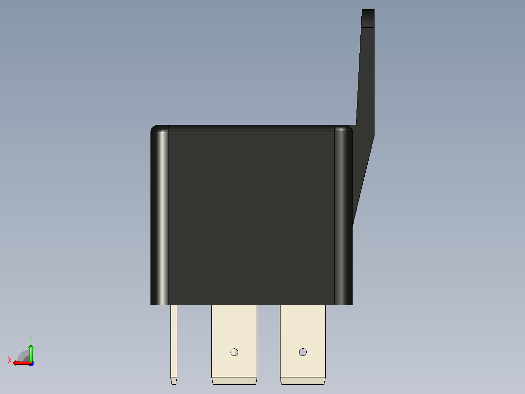 NRA-04-A-12D-B，继电器1关闭。12v直流，40A-14v直流，带SPST-NO，带支架后视图