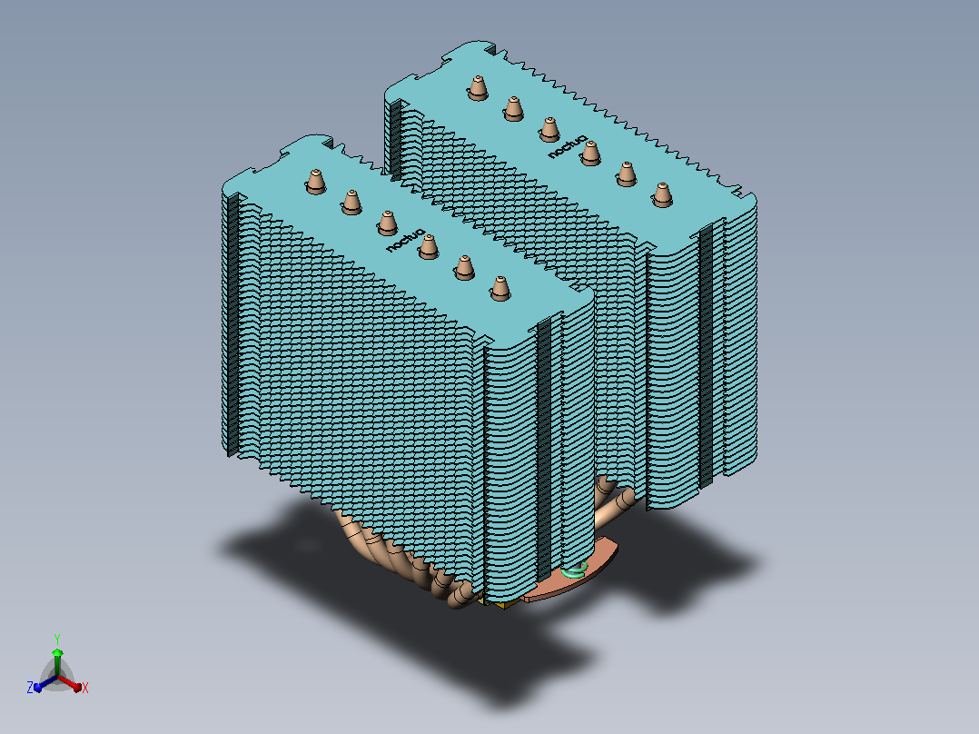 Noctua+NH-D14+CPU冷却器正等轴测图