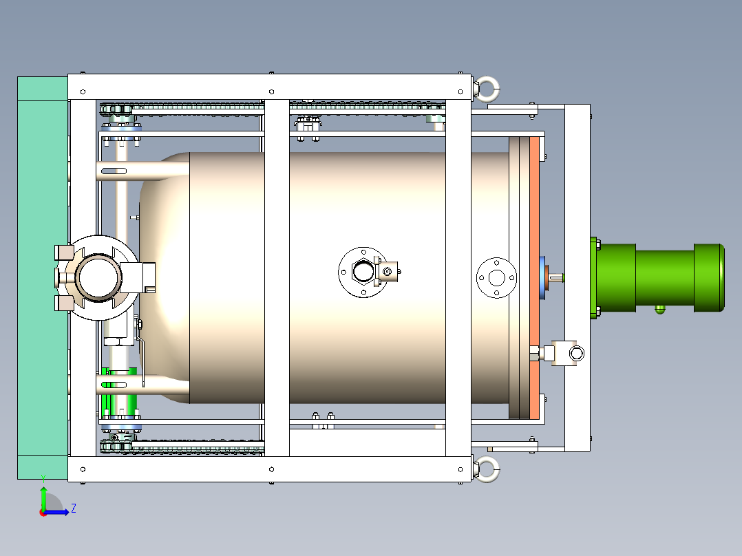 立式搅拌分离器3d图纸 螺旋搅拌离心油雾分离机3d图纸三维模型左视图