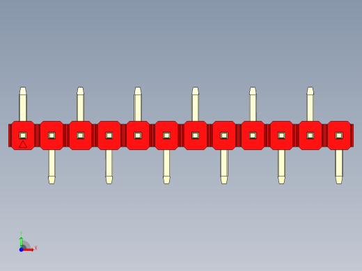 彩色公排针 100mil 2.54mm 系列-DS1022_red_12p_100mil_Type_SMT_R1_rev1.0前视缩略图