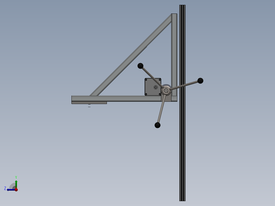 自动化钻铣一体机床 模型图纸右视图
