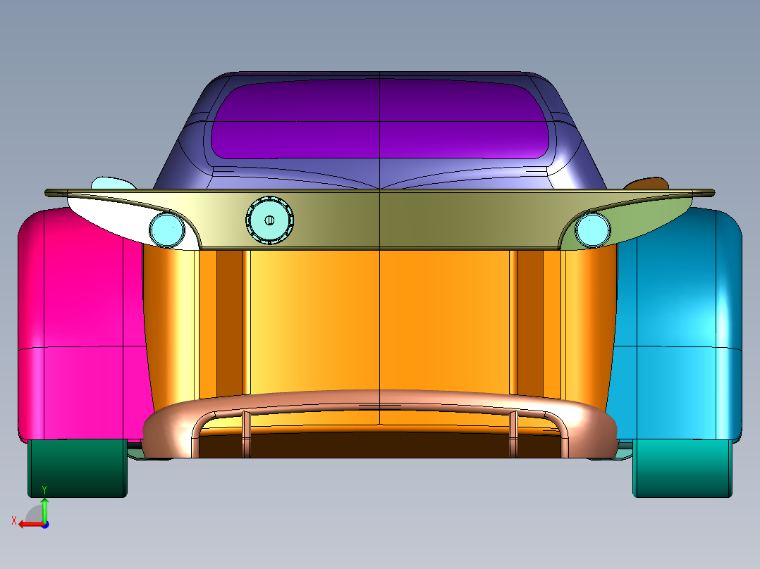 荷兰长车头跑车后视图