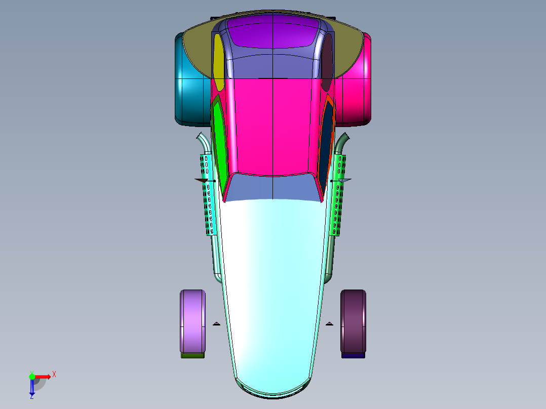 荷兰长车头跑车俯视图