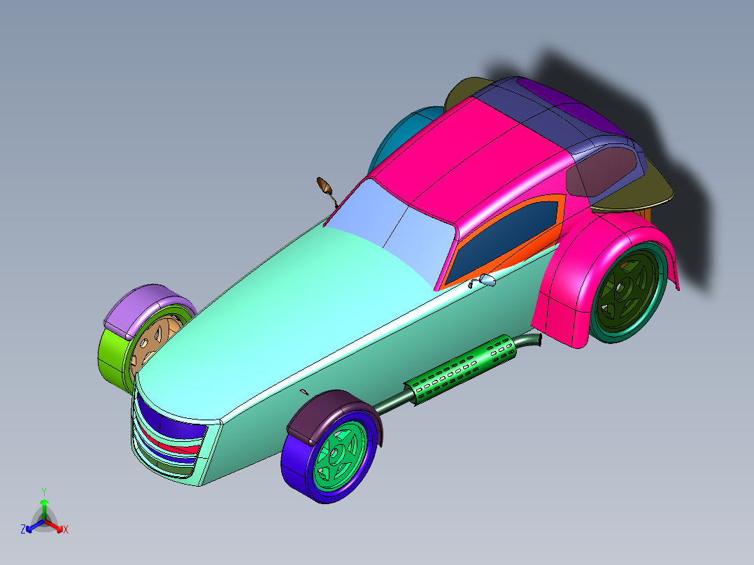 荷兰长车头跑车正等轴测图
