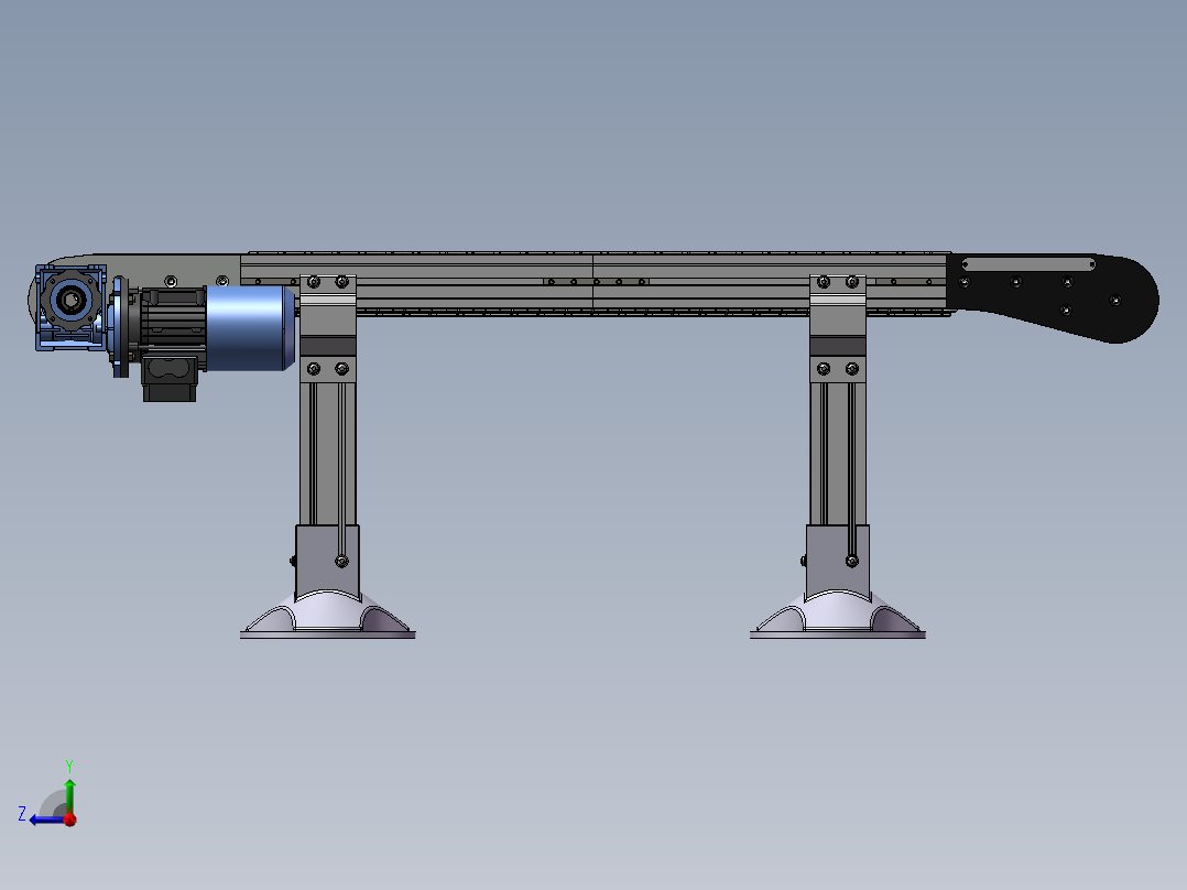 经典的输送带装置右视图