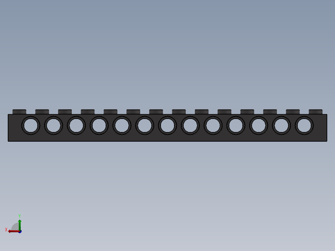 乐高机械组积木（横梁）-4211137 - 32018 Dark Stone Grey Technic Brick 1 x 14 with Holes后视图