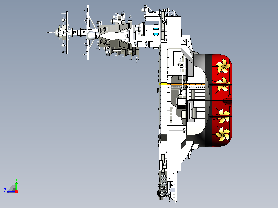 航母-福特号航空母舰右视图