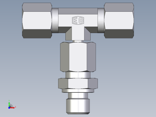 卡套式工业通用硬管接头EO_Assembled_adjustable_standpipe_branch_tee_EVT06SR71前视缩略图