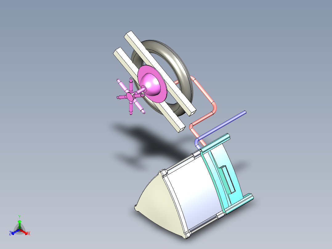池塘自动喂养产品设计及三维模型（说明书+3D+CAD）主视图