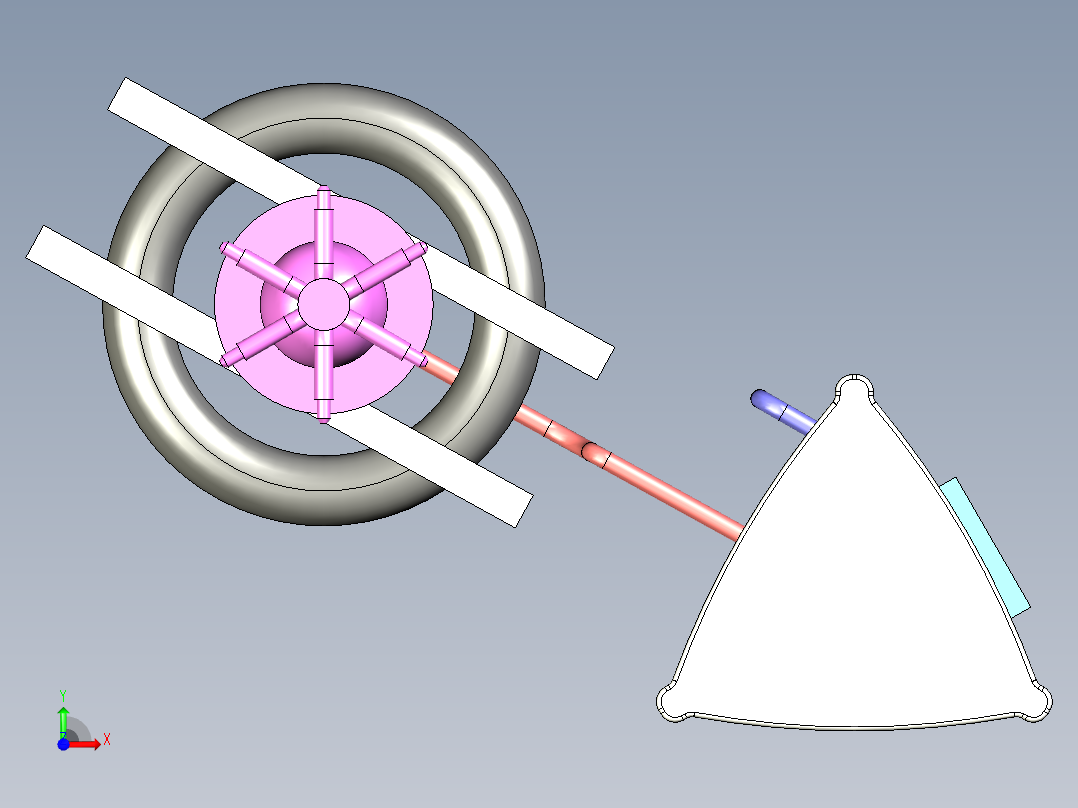 池塘自动喂养产品设计及三维模型（说明书+3D+CAD）前视图